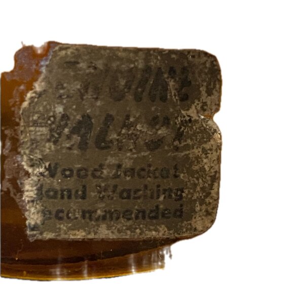 VTG Siesta Ware Tumbler Amber Glass w Walnut Wood Veneer Wrap Jacket - Picture 8 of 11